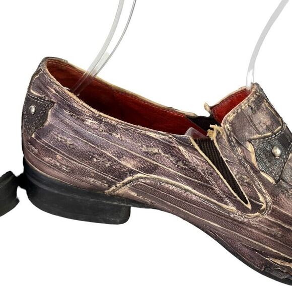 Robert Wayne Western Vegas Mens Loafers Leather Rustic Studded Slip On Shoes 7 - Picture 3 of 16